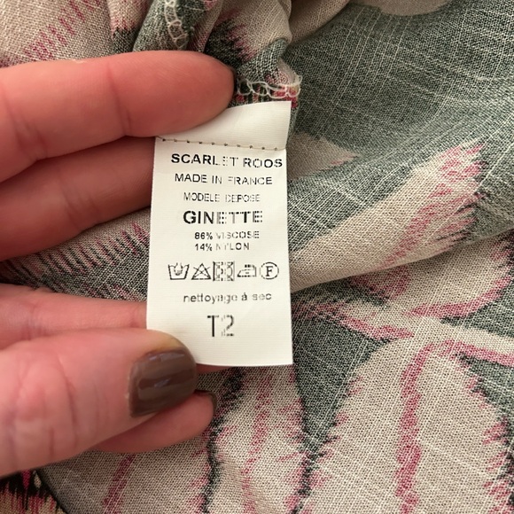 Scarlet Roos flower Blazer jacket with shoulder pads size 2. Tan, pink & green - Picture 4 of 10